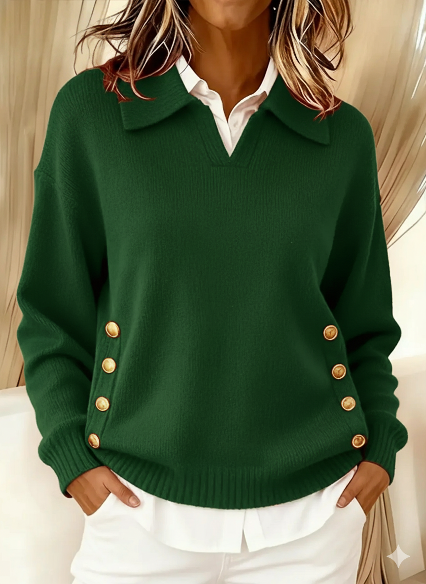 Nicole | Jersey polo con botones dorados