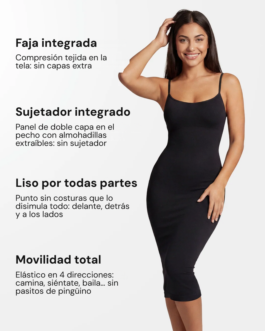 Noémi - vestido con faja y sujetador integrados, liso y con movilidad total