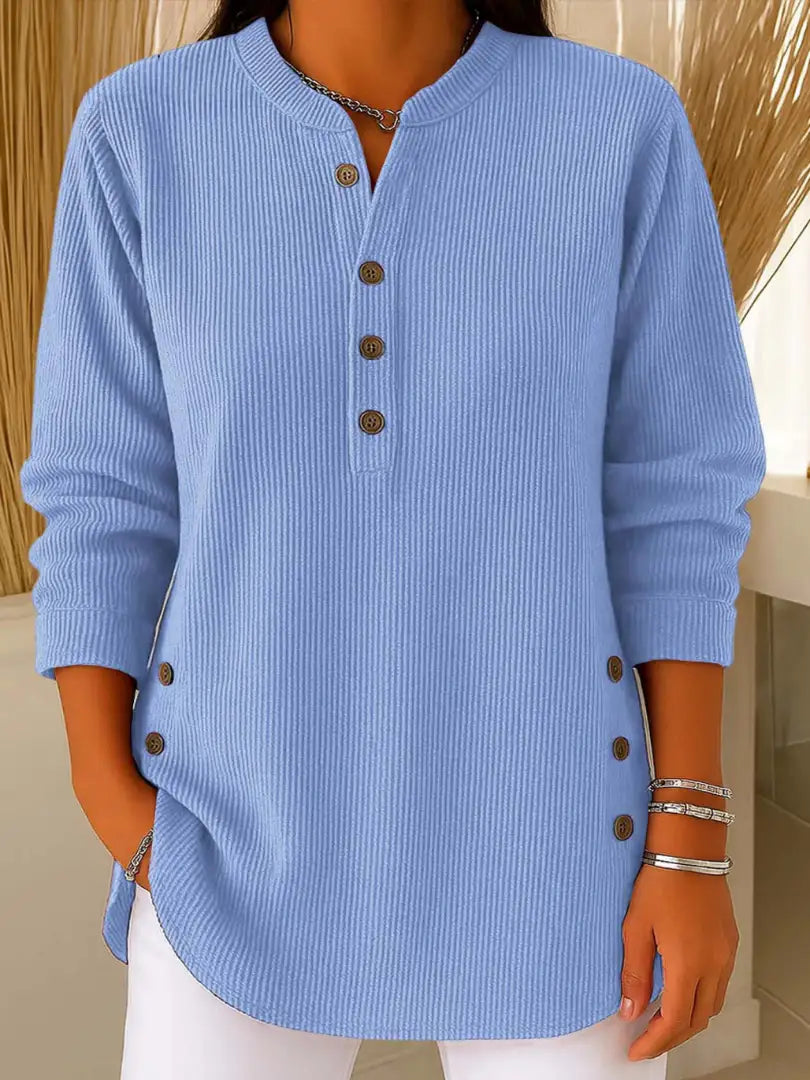Túnica henley de punto con botones para mujer – Nieves