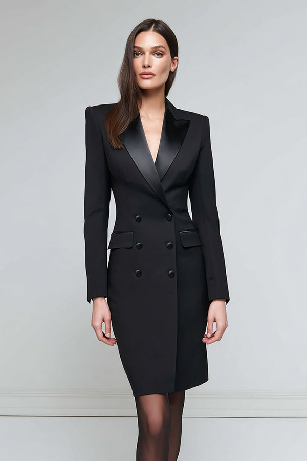 Valeria | Vestido midi satinado con solapa