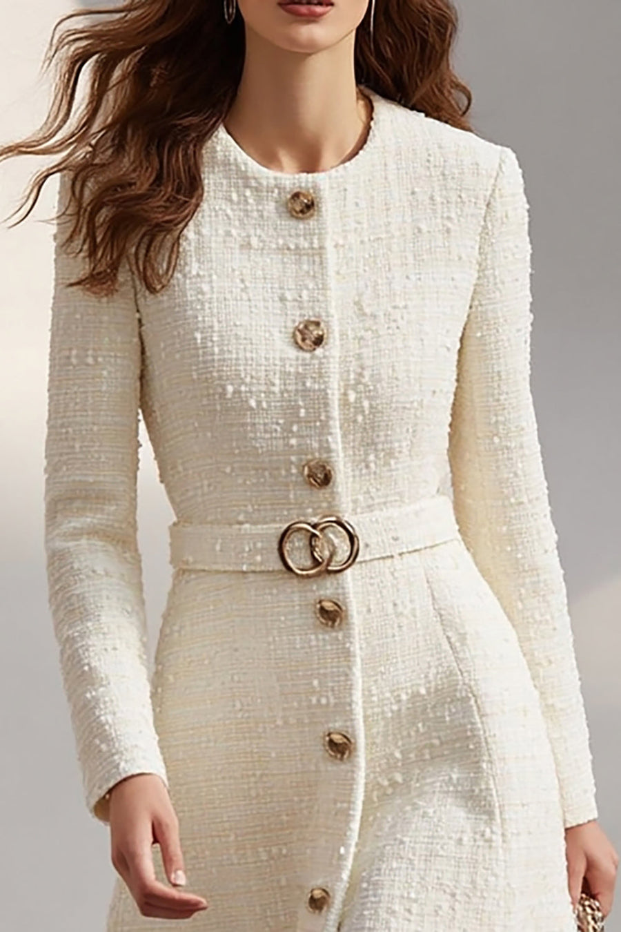Elena | Vestido de tweed con cinturón