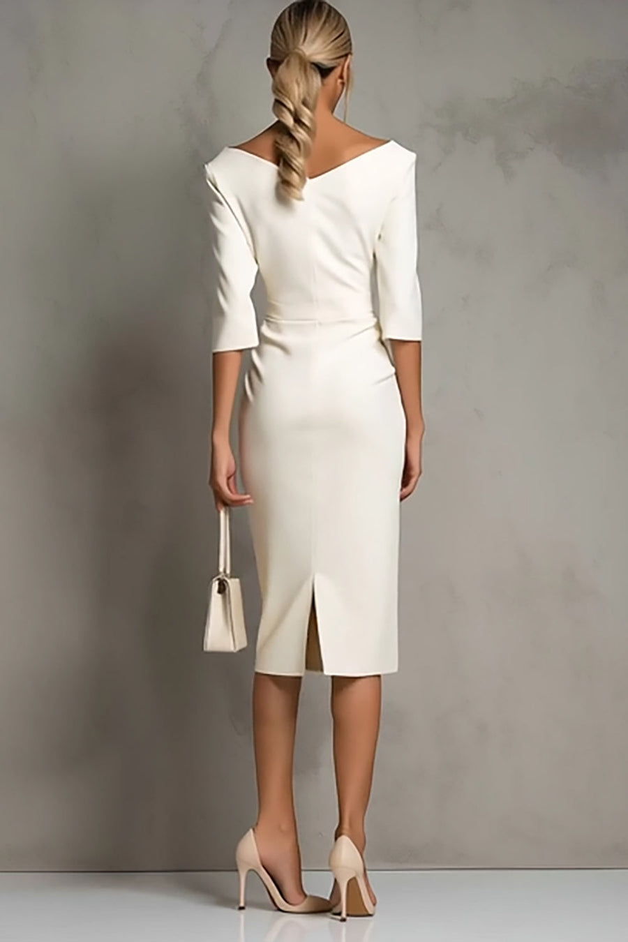 Vestido midi drapeado de manga corta – Inés, foto 2