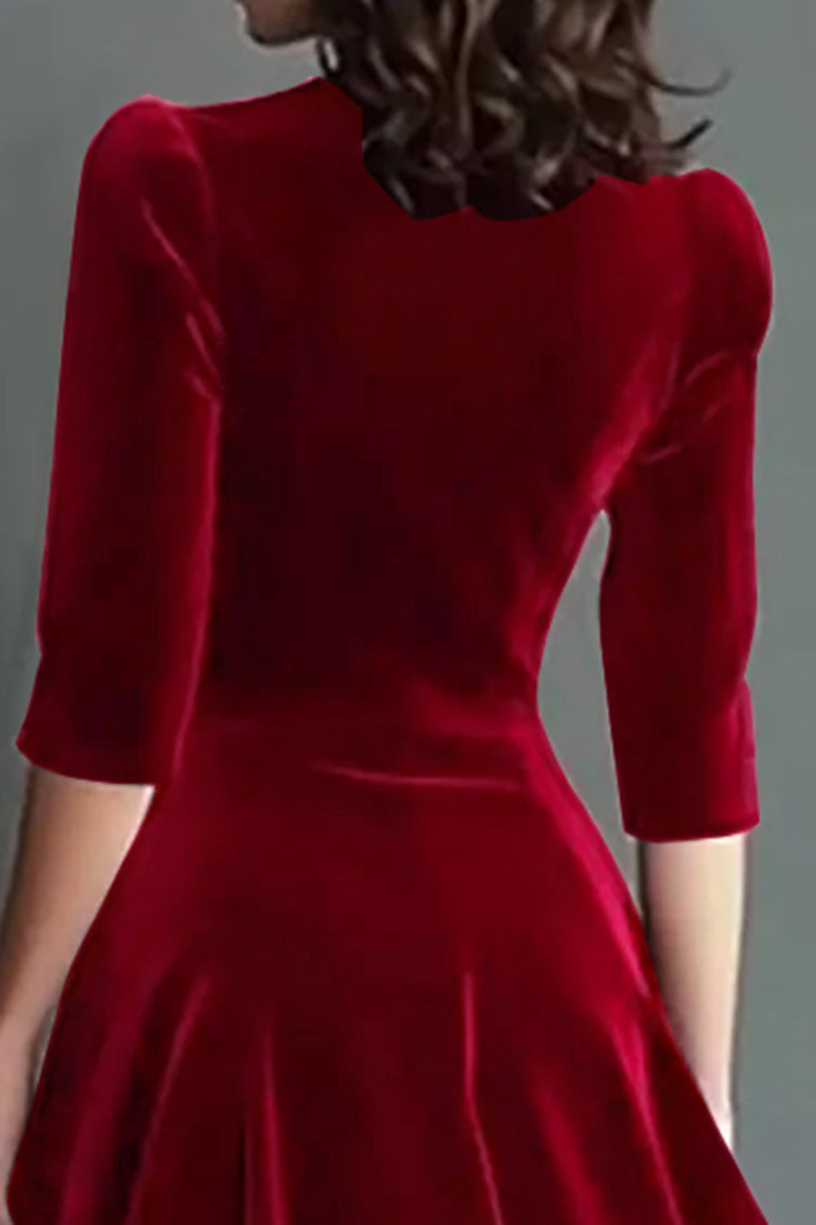 Olivia | Vestido midi de terciopelo con escote en pico