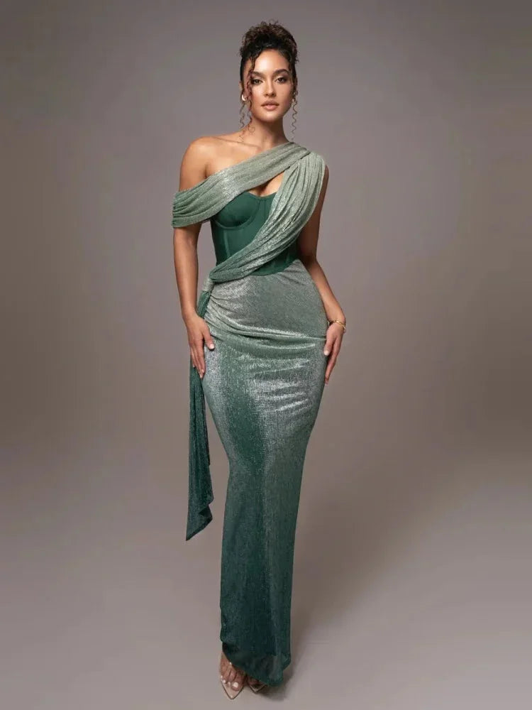 Vestido de noche largo con escote asimétrico – Alba, foto 5
