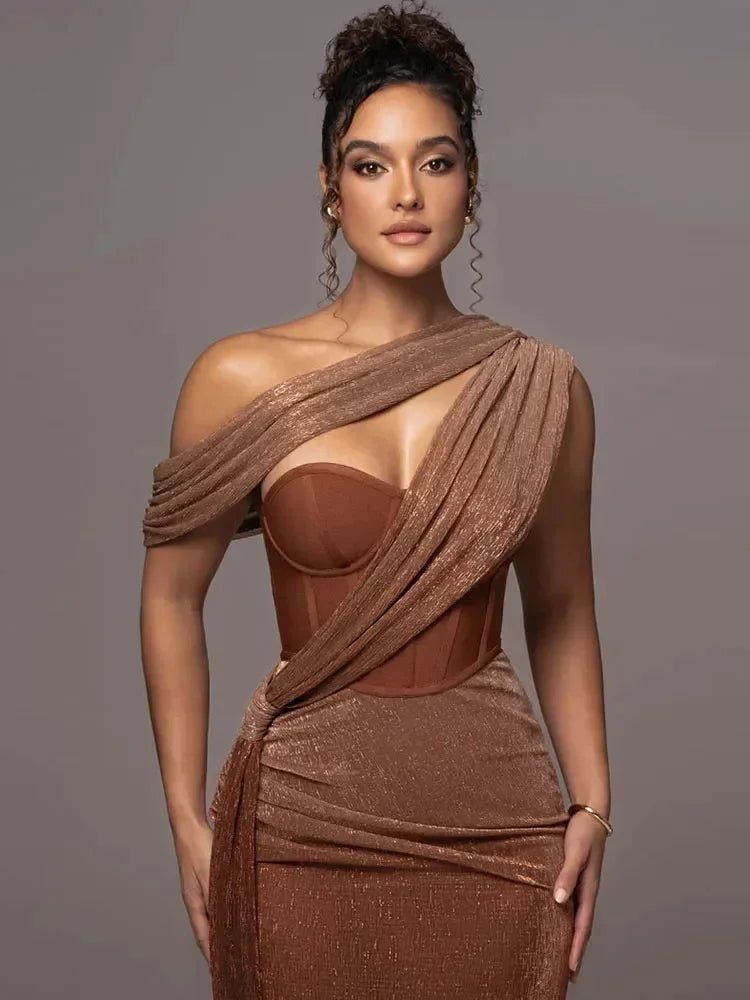 Vestido de noche largo con escote asimétrico – Alba, foto 3