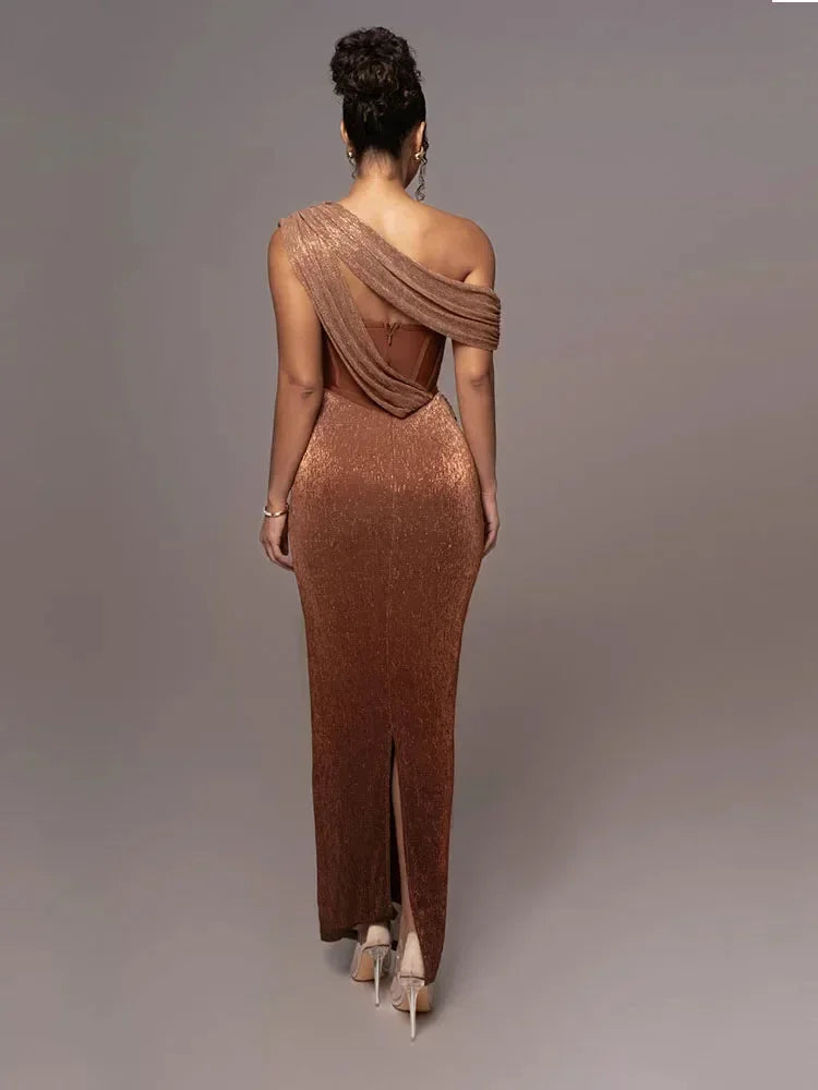 Vestido de noche largo con escote asimétrico – Alba, foto 4