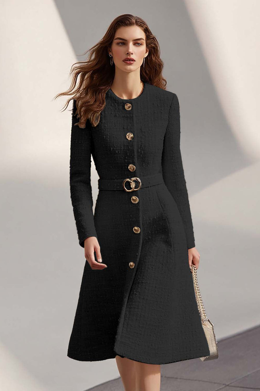 Elena | Vestido de tweed con cinturón