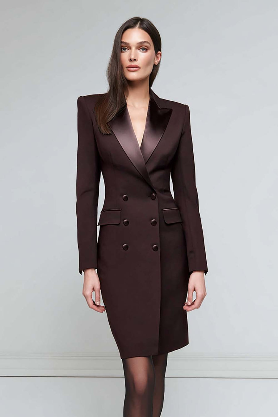 Valeria | Vestido midi satinado con solapa