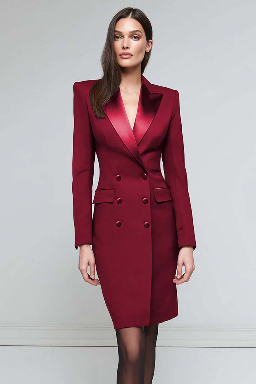 Valeria | Vestido midi satinado con solapa