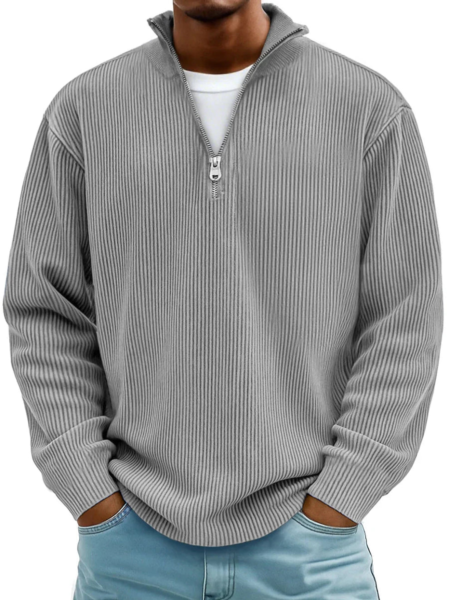 Jersey de canalé con cremallera para hombre – Varel, foto 2