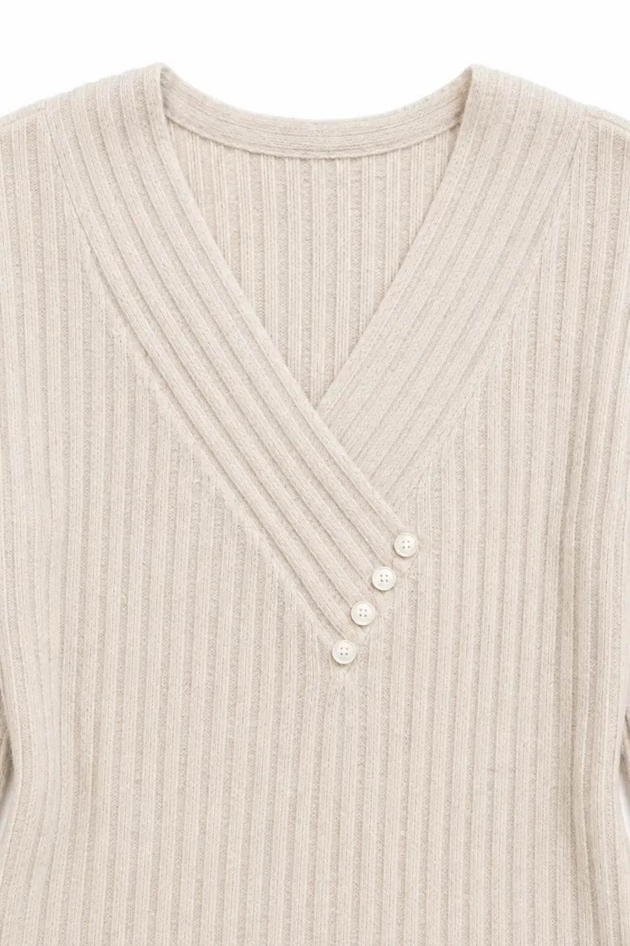 Carolina | Jersey de canalé con pico y botones