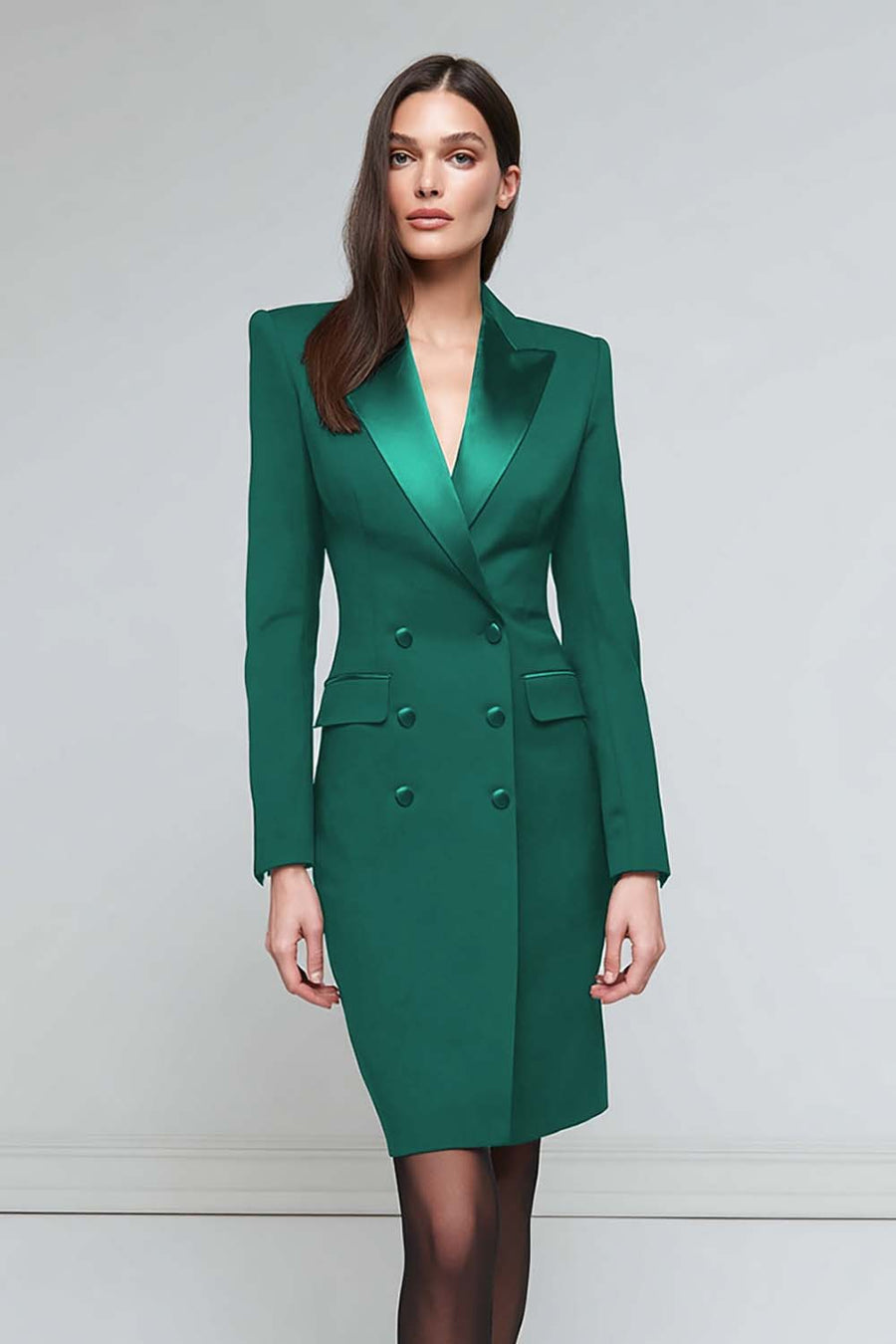 Valeria | Vestido midi satinado con solapa