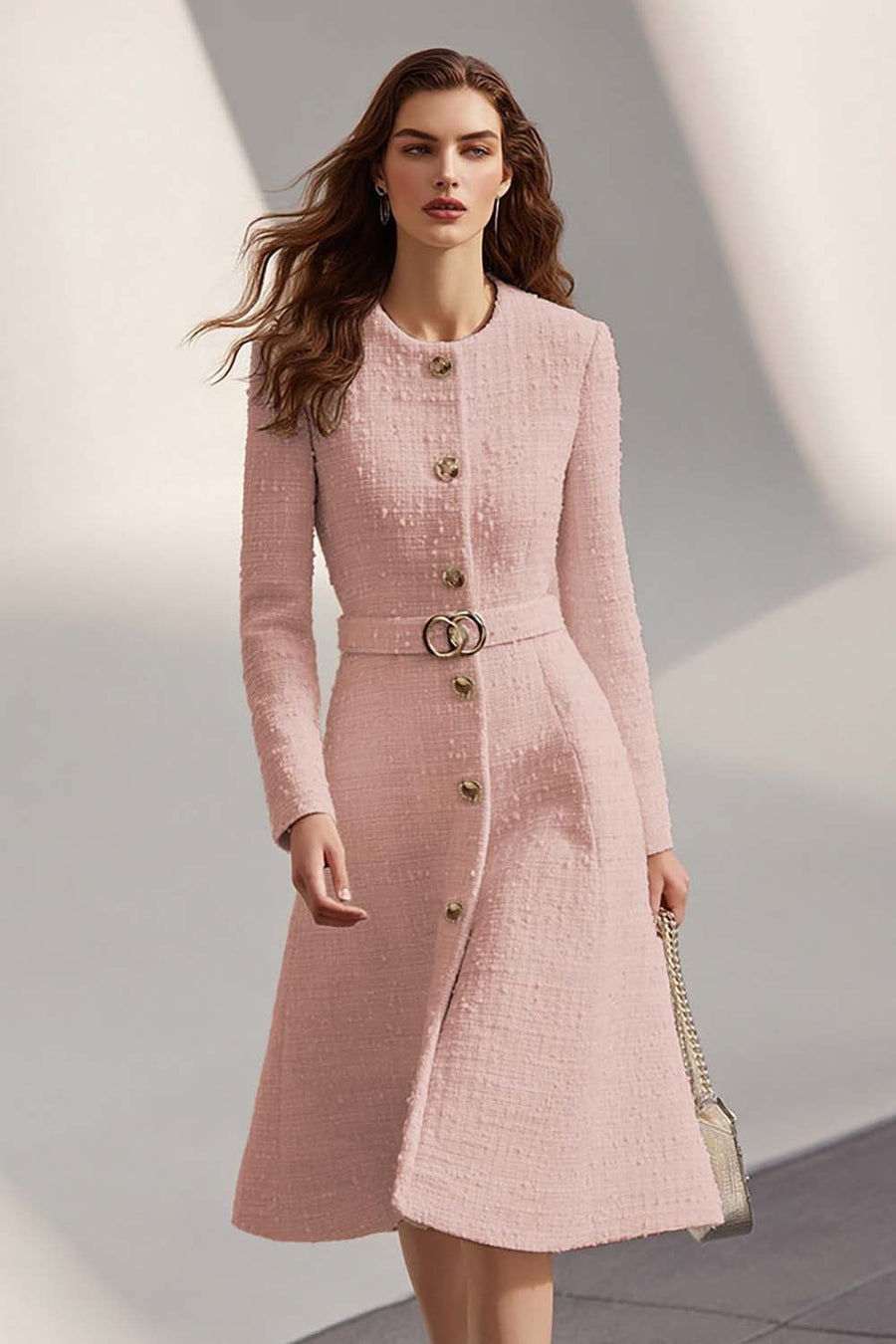 Elena | Vestido de tweed con cinturón