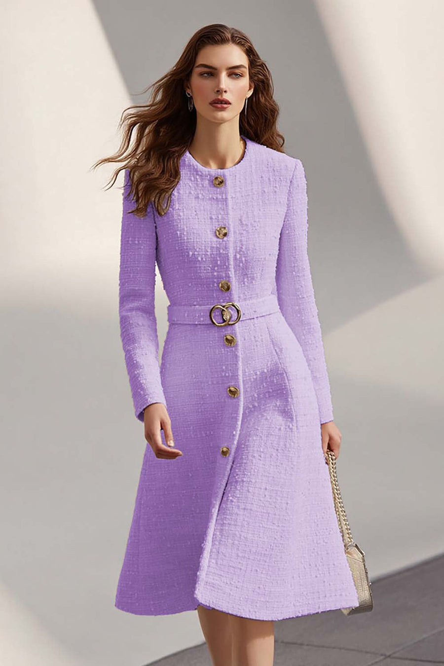 Elena | Vestido de tweed con cinturón