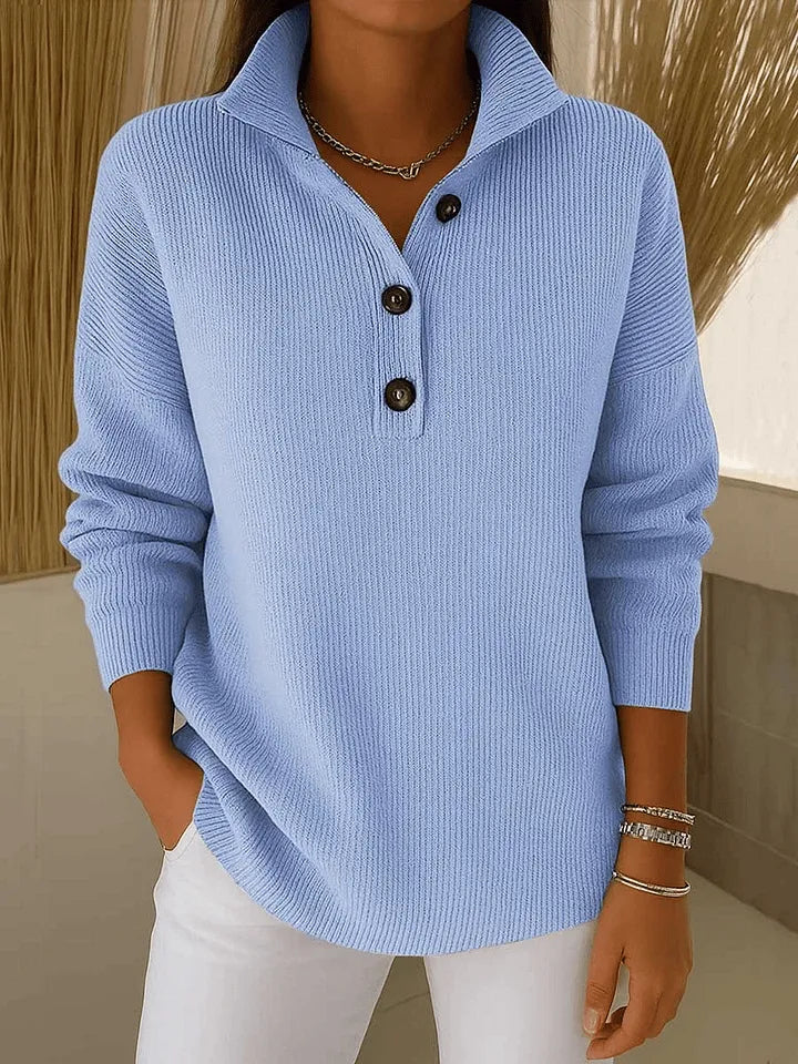 Jersey polo de punto con cuello de pico para mujer – Zaira