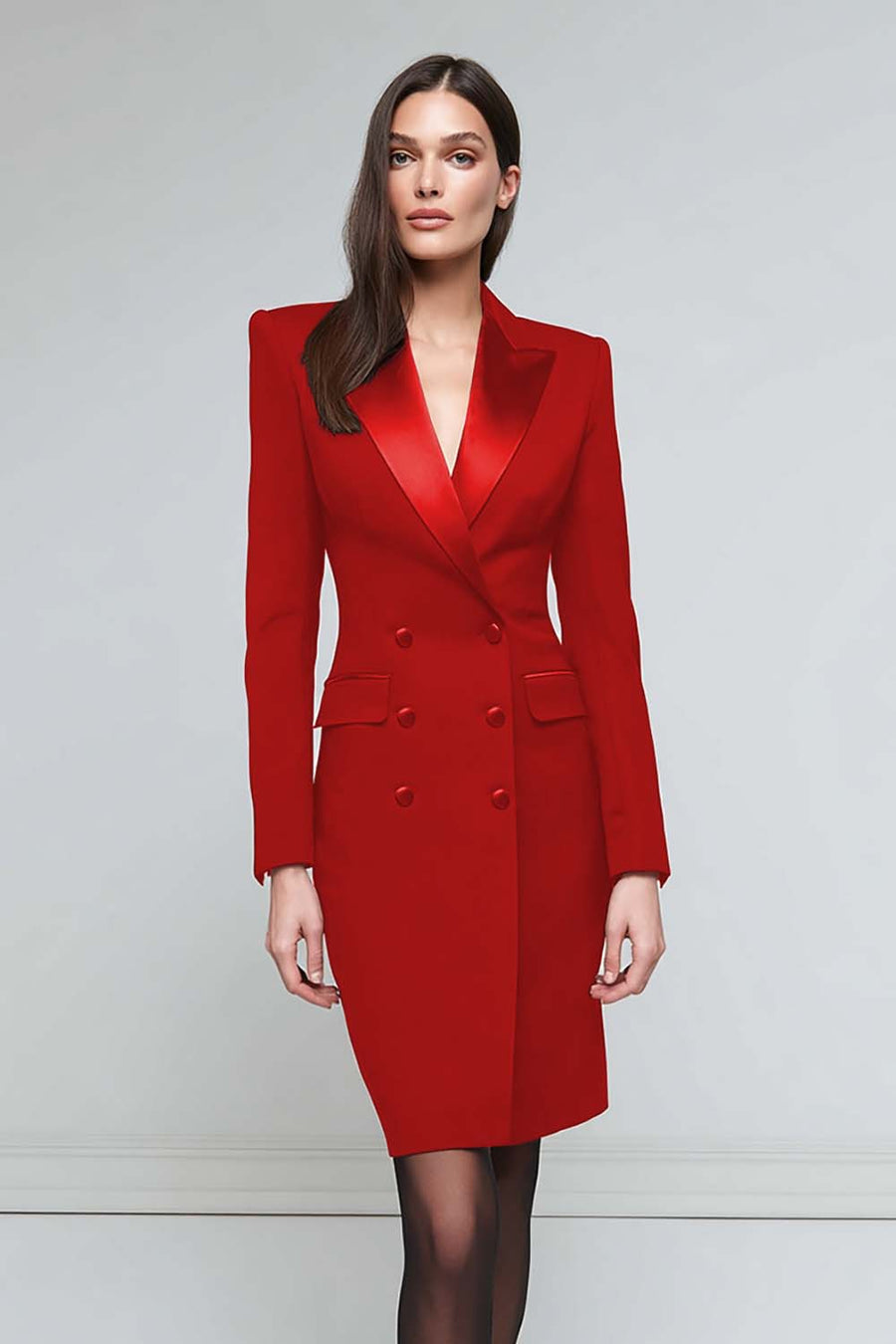 Valeria | Vestido midi satinado con solapa