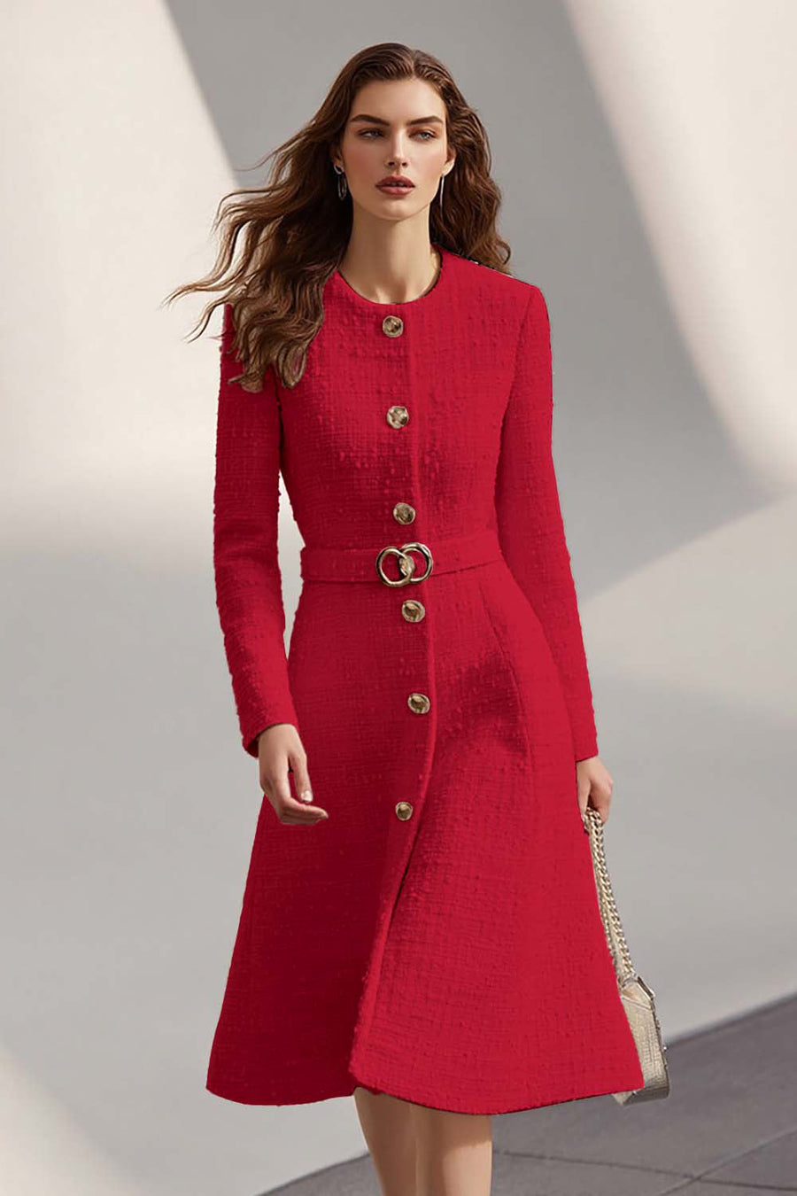 Elena | Vestido de tweed con cinturón