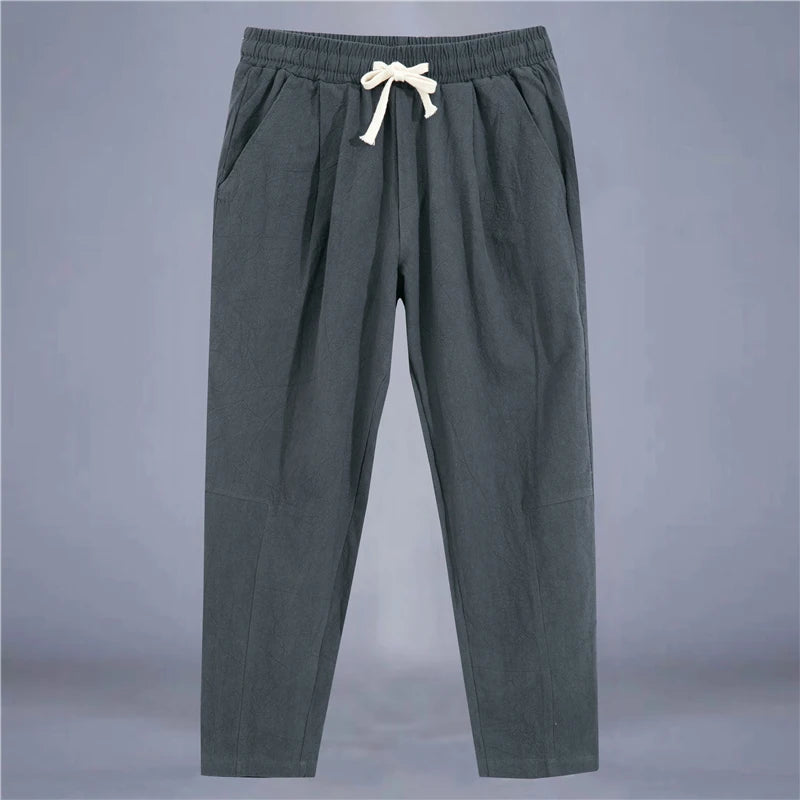 Pantalón de lino de hombre con cordón