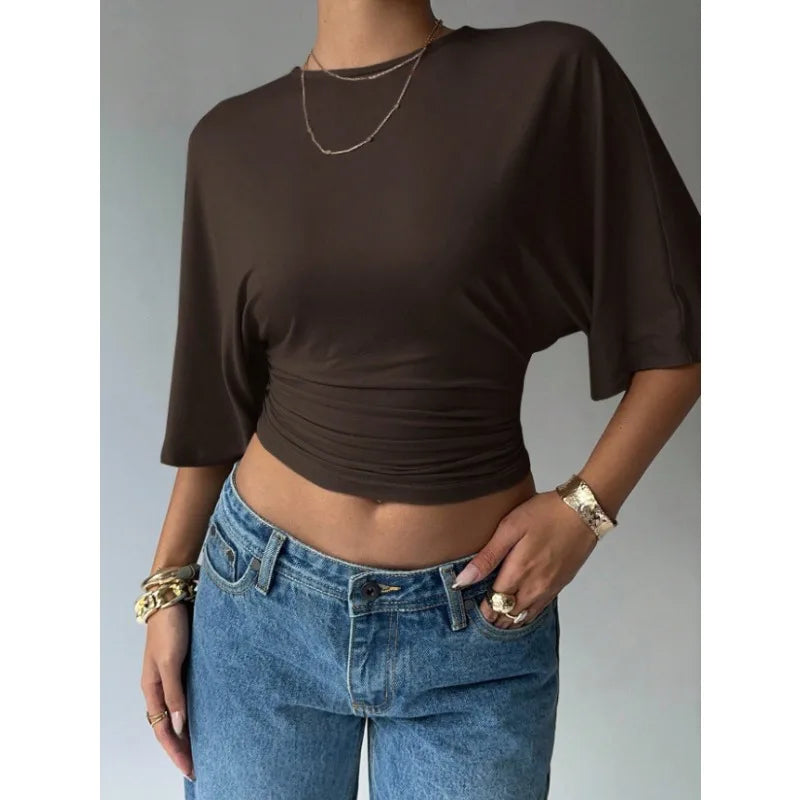 Crop top fruncido de manga murciélago – Ana, foto 6