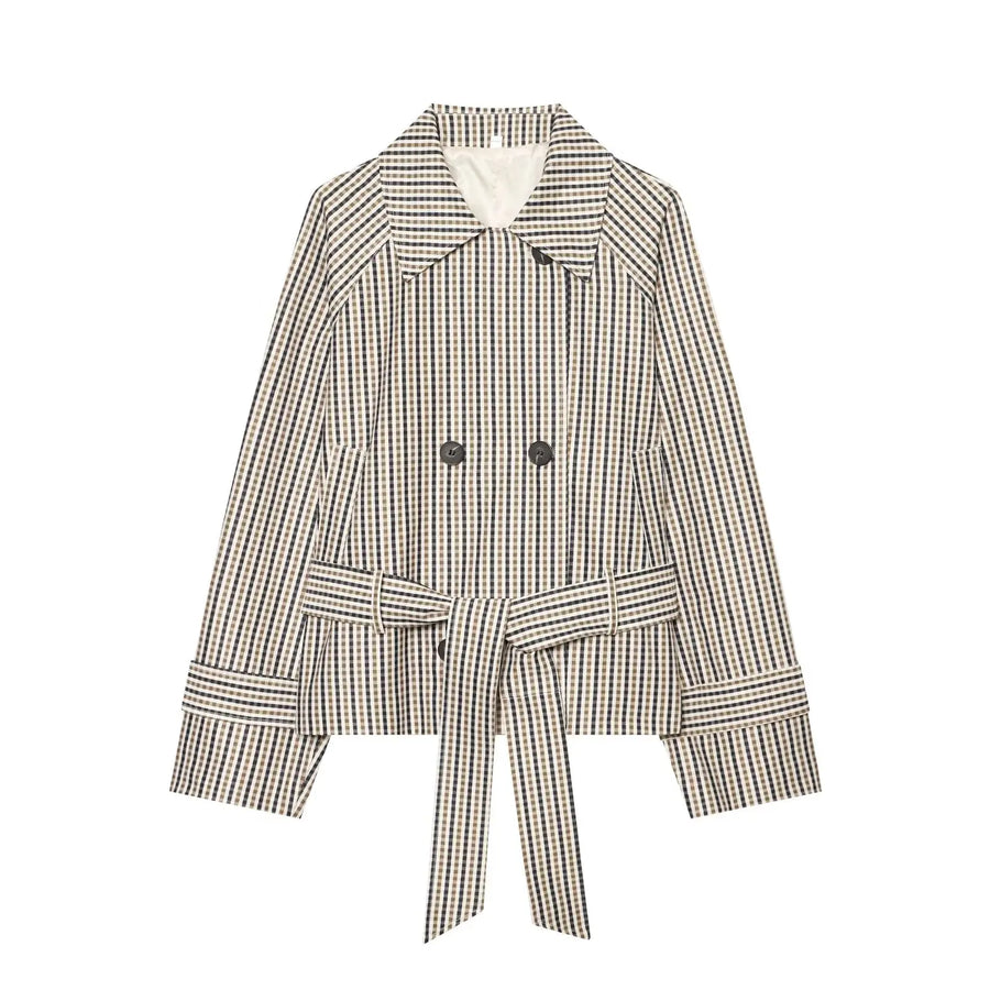 Gabardina corta de cuadros para mujer – Olivia