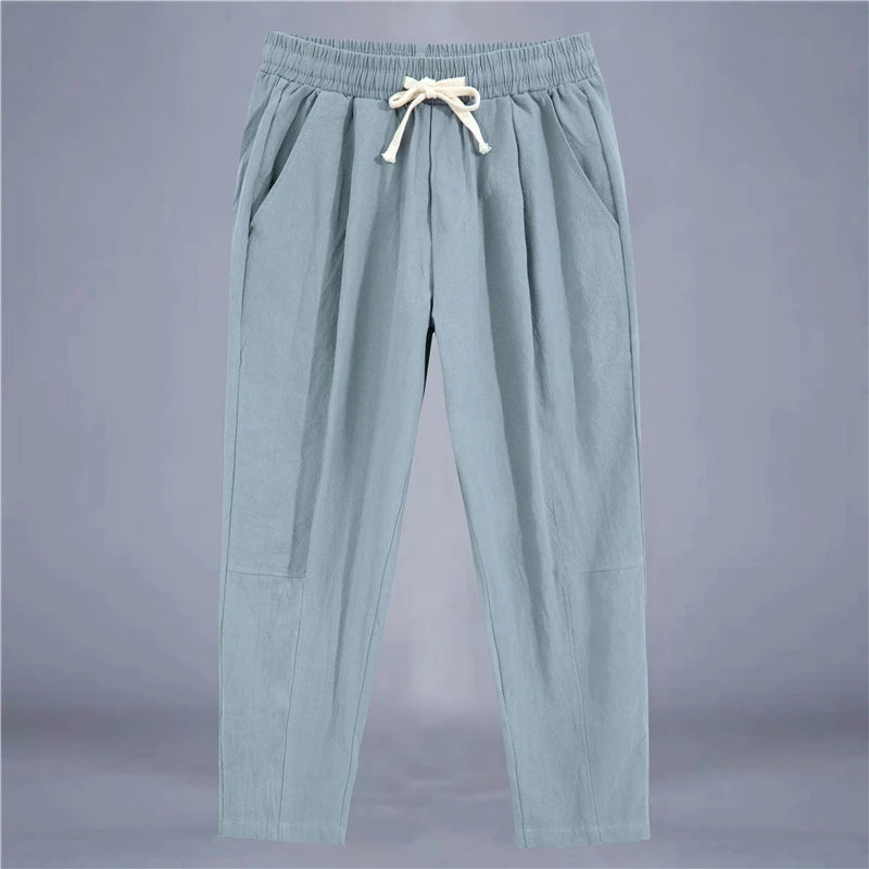 Pantalón de lino de hombre con cordón