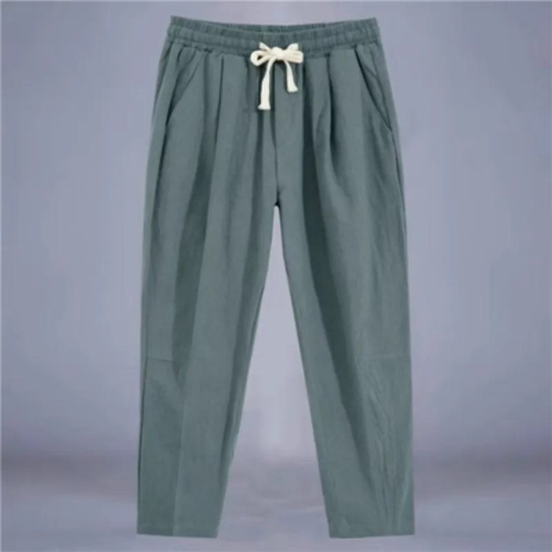 Pantalón de lino de hombre con cordón