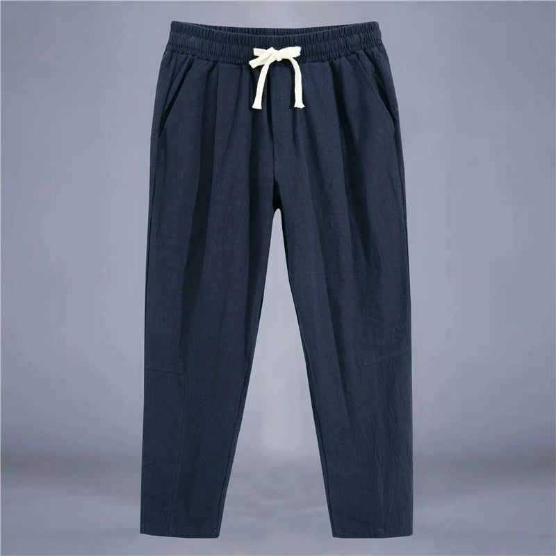 Pantalón de lino de hombre con cordón
