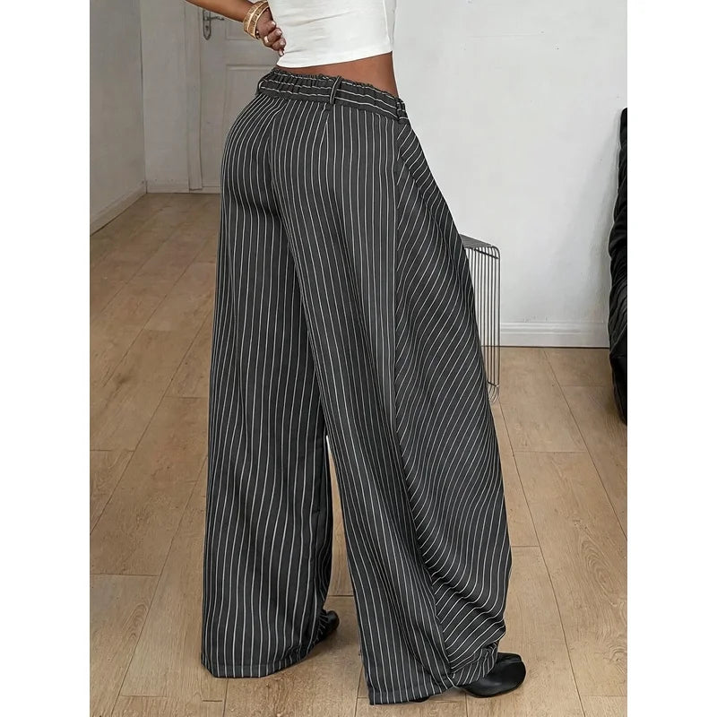 Pantalón ancho de raya diplomática para mujer – Elena, foto 3
