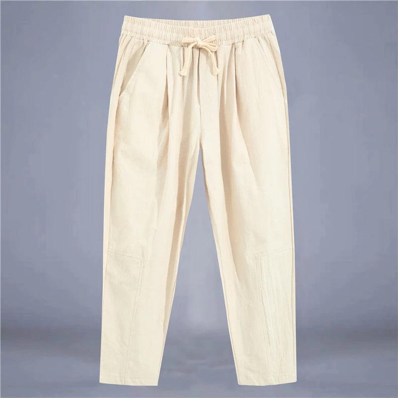 Pantalón de lino de hombre con cordón