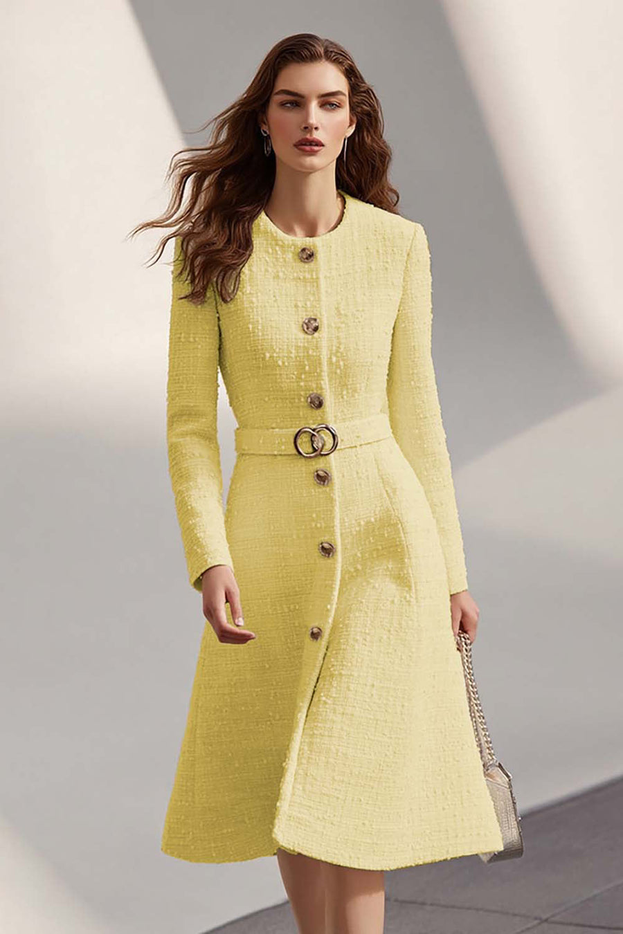 Elena | Vestido de tweed con cinturón