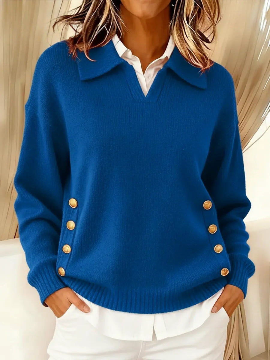 Nicole | Jersey polo con botones dorados