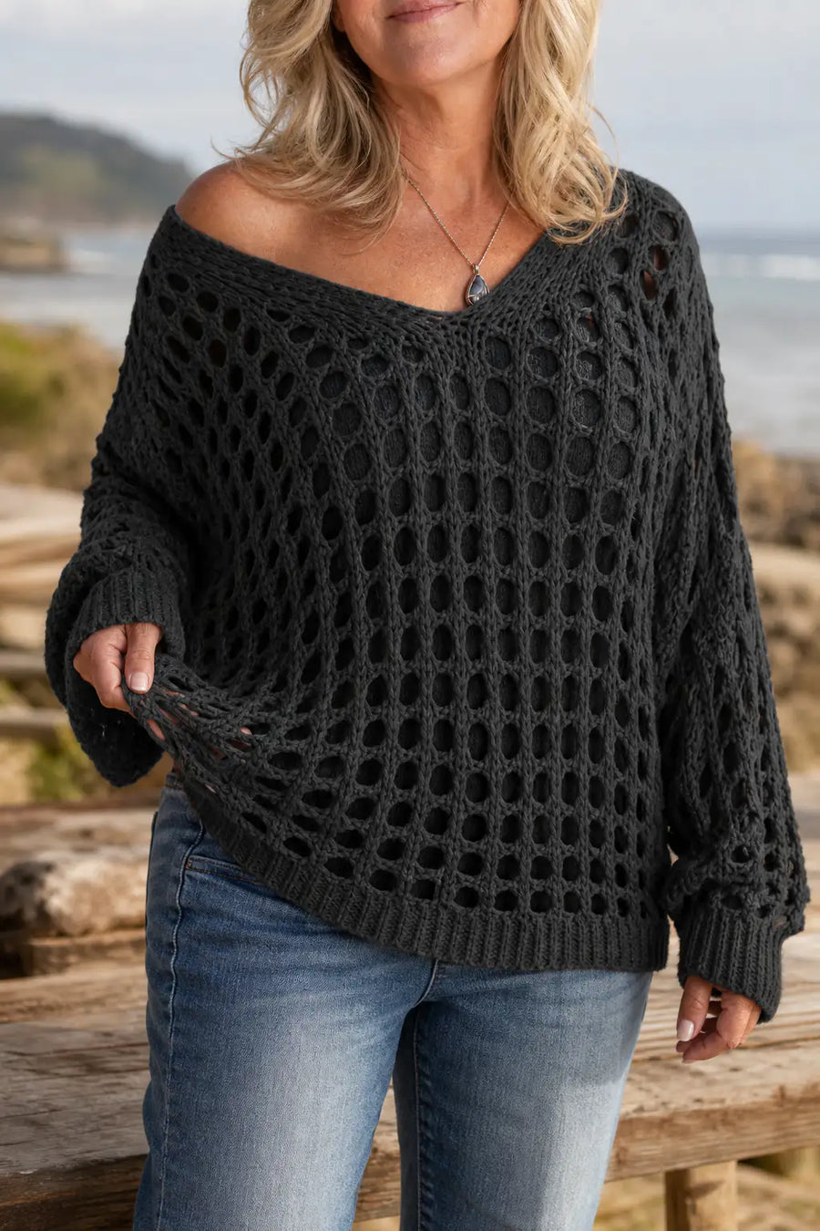 Jersey calado oversize de hombros descubiertos – Iris, foto 7