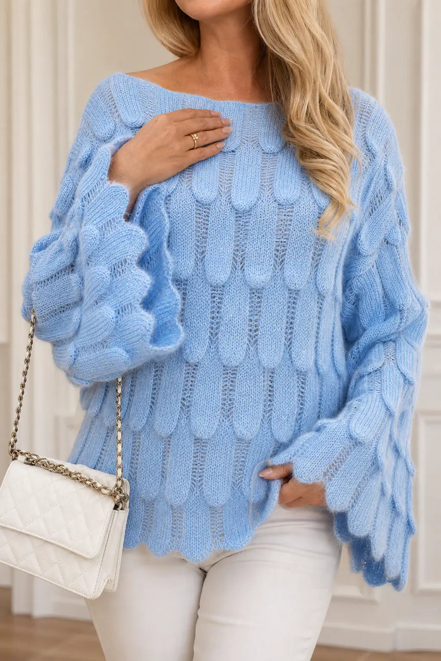 Mónica | Jersey calado con motivo de hojas