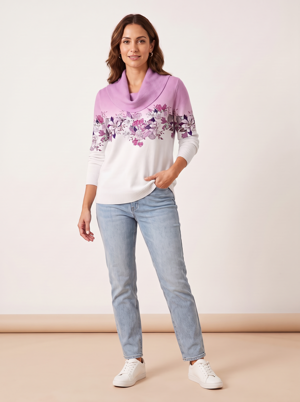 Aurora | Jersey floral de cuello alto