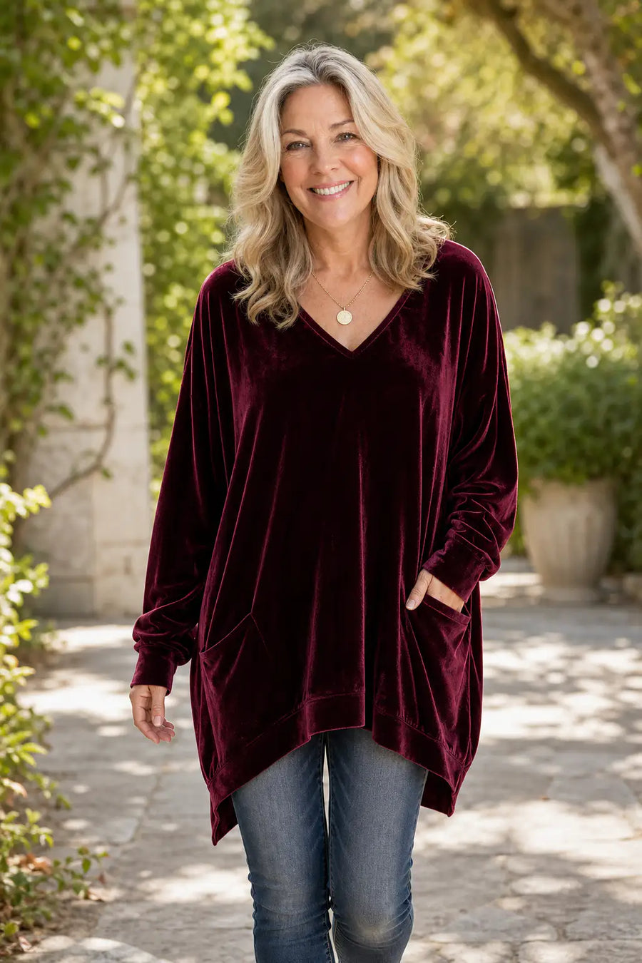 Túnica oversize de terciopelo con bolsillos para mujer – Valentina, foto 7
