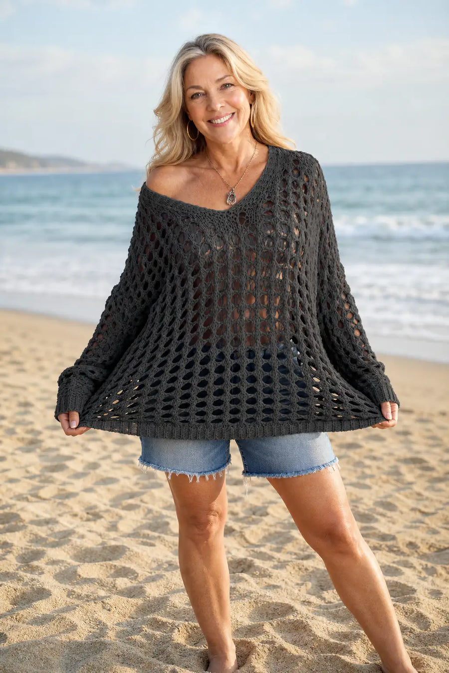 Jersey calado oversize de hombros descubiertos – Iris, foto 11
