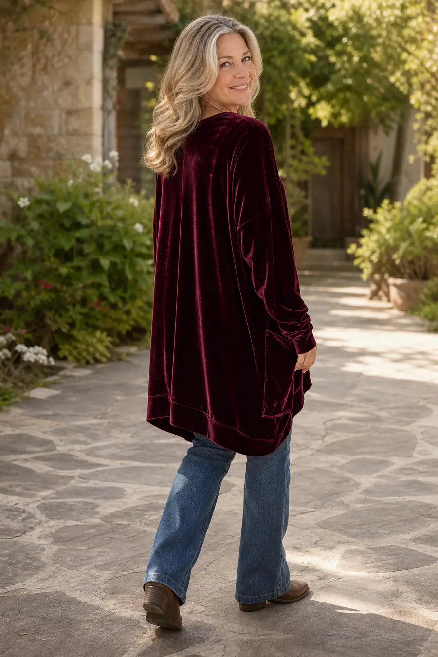 Túnica oversize de terciopelo con bolsillos para mujer – Valentina, foto 9