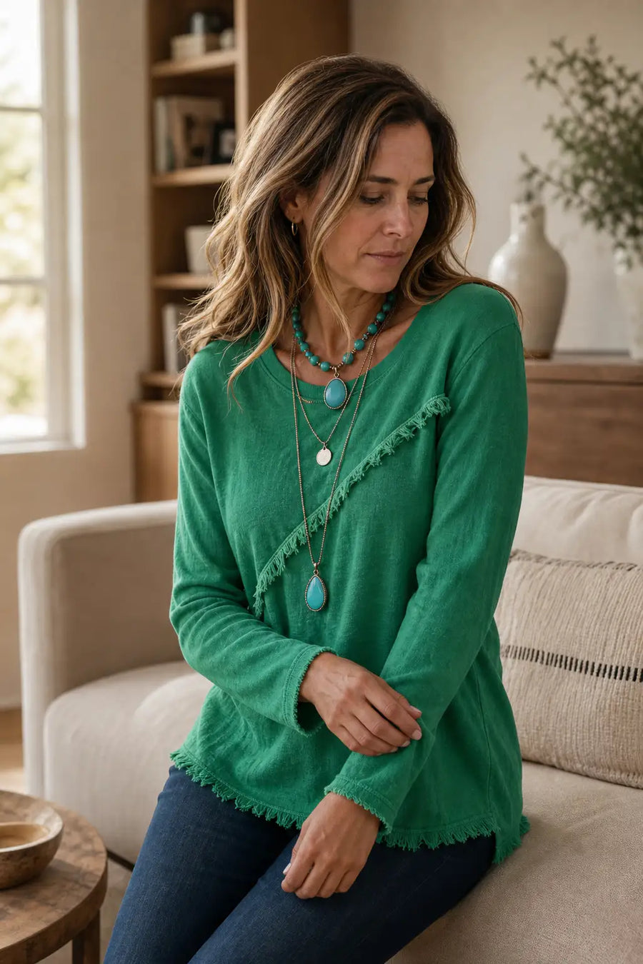Frida | Jersey de cuello redondo con flecos