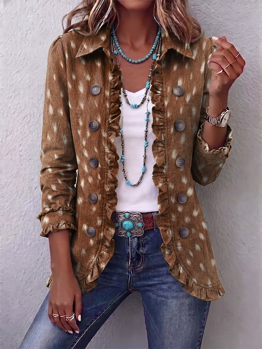 Chaqueta bohemia de estampado animal marrón – Elena, foto 2