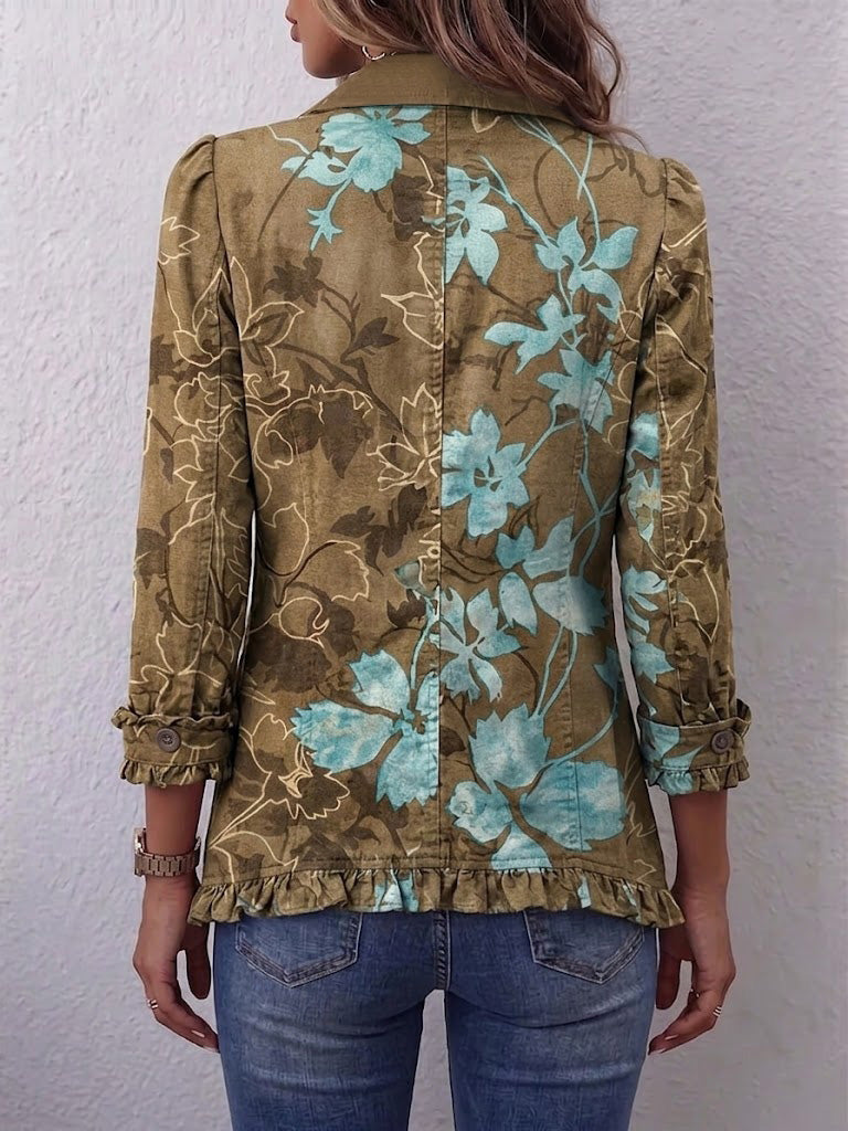 Chaqueta floral vintage degradada con volantes – Bianca