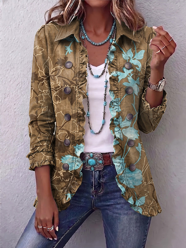 Chaqueta floral vintage degradada con volantes – Bianca, foto 2