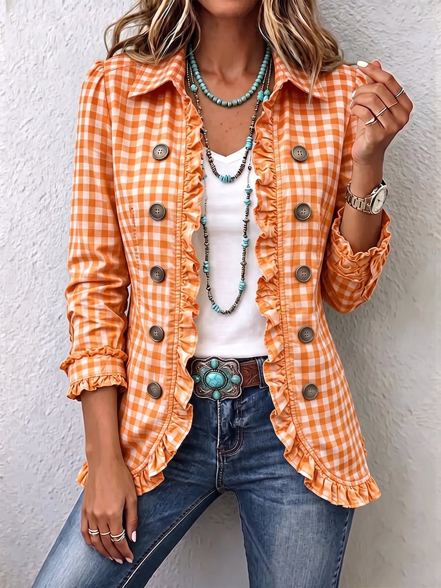 Chaqueta de cuadros vichy con volantes – Giulia, foto 2