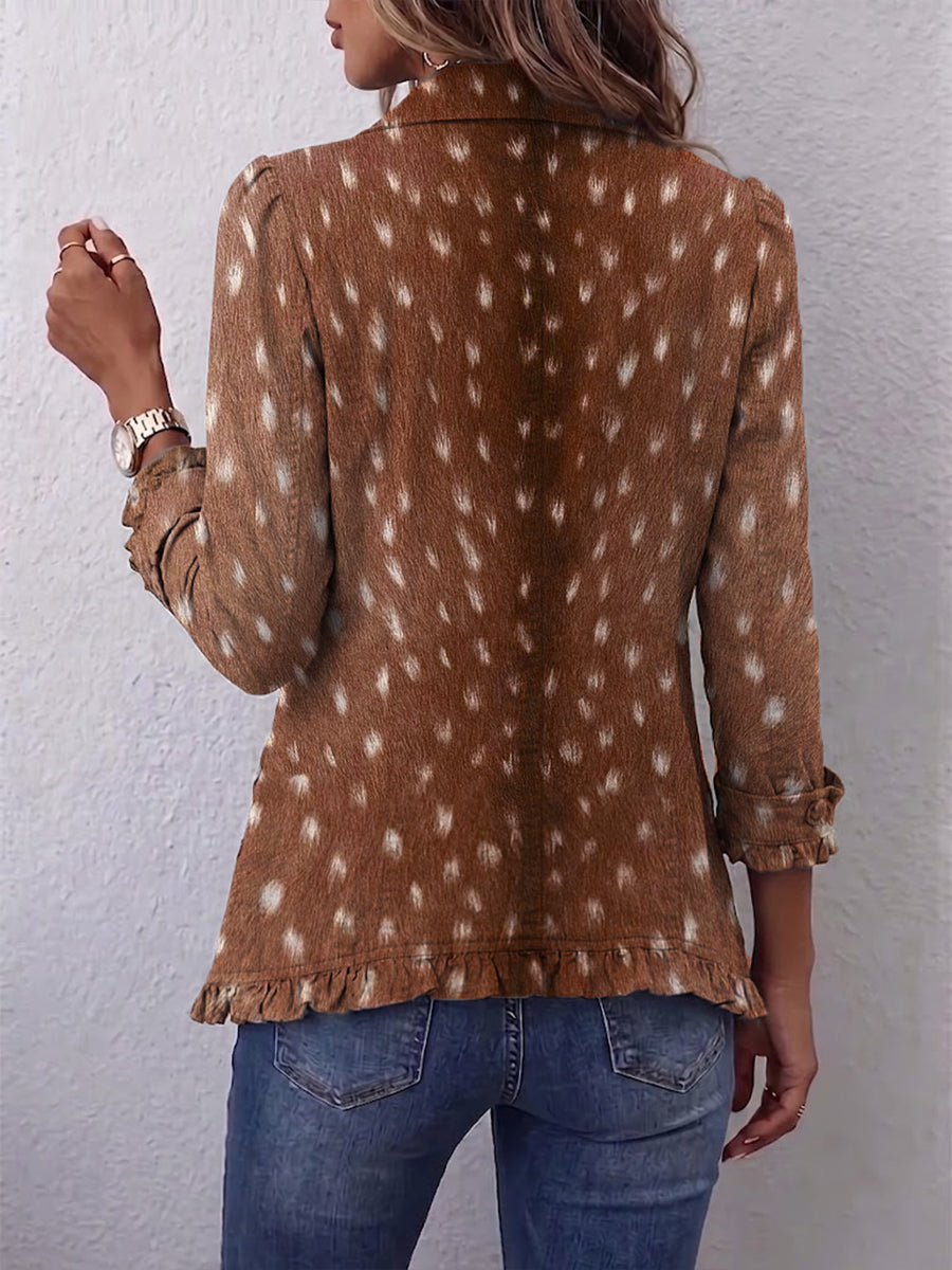 Chaqueta bohemia de estampado animal marrón – Elena