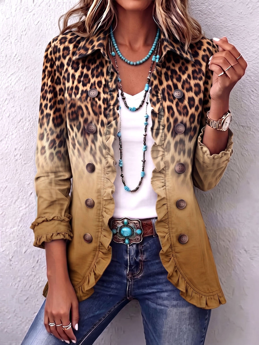 Blazer de leopardo degradado ocre – Paola