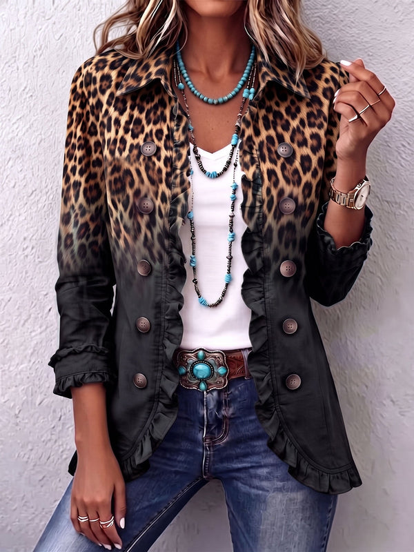 Valentina | Blazer de Leopardo Degradado Antracita