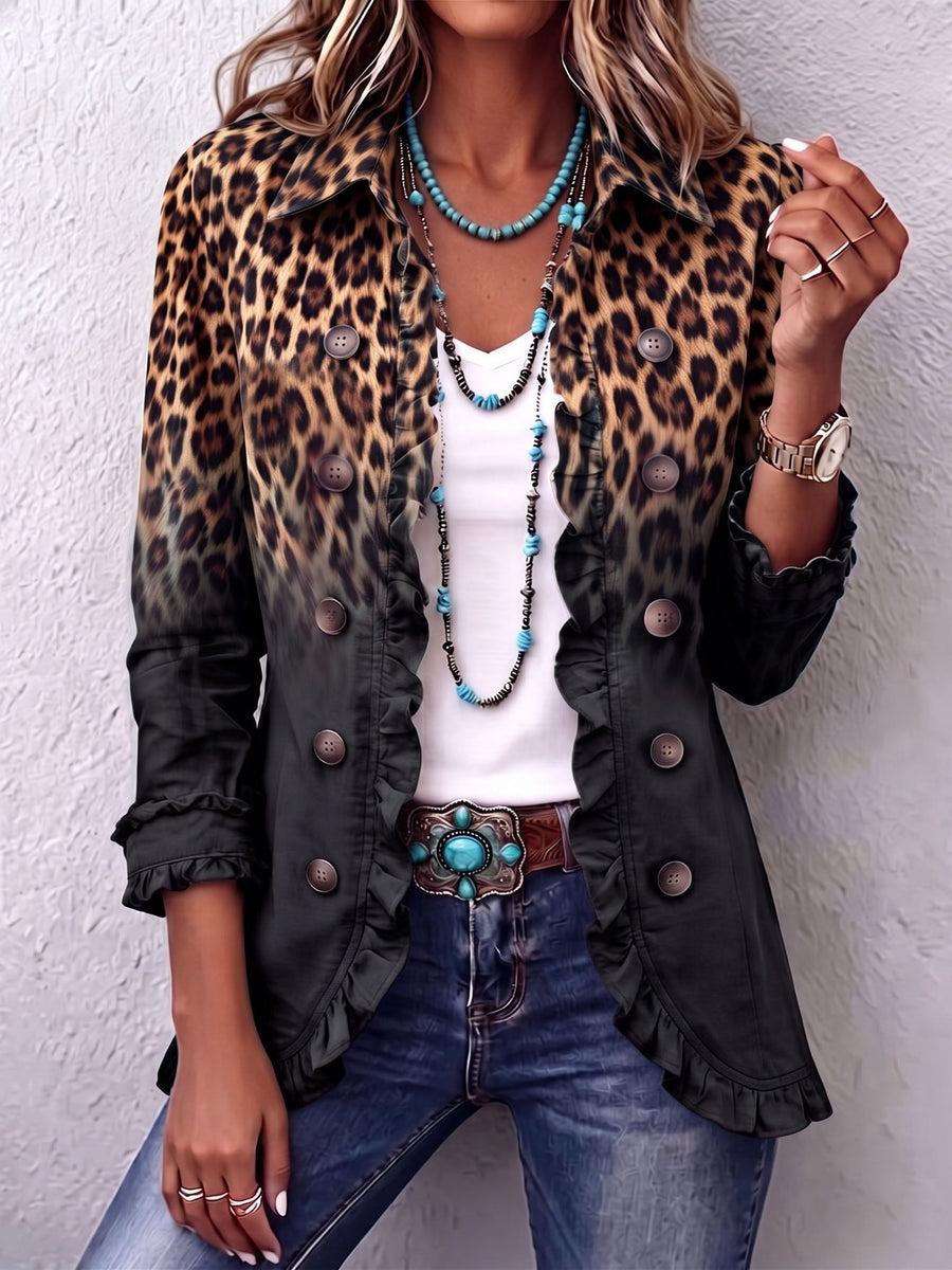 Blazer de leopardo degradado antracita – Valentina
