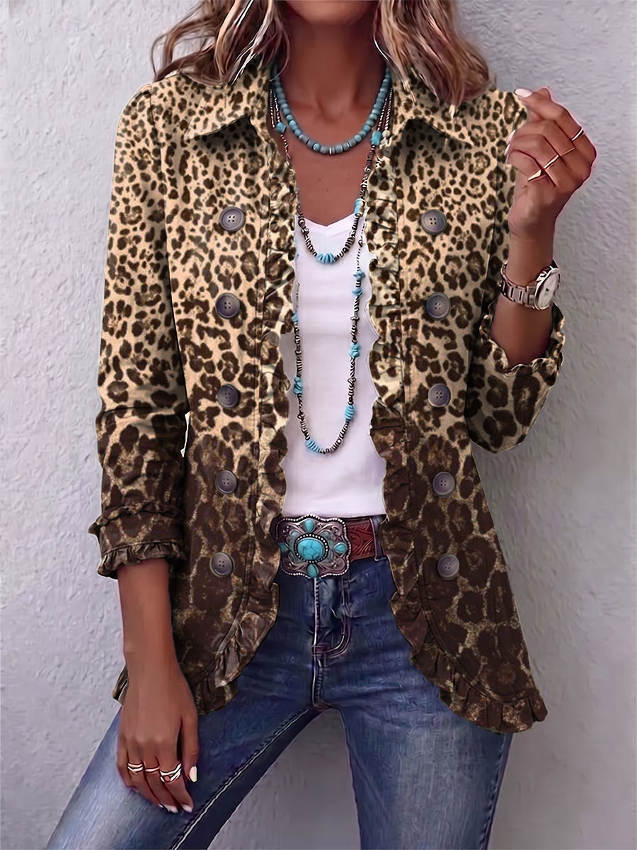 Chaqueta de leopardo multicolor con volantes – Ombretta, foto 2