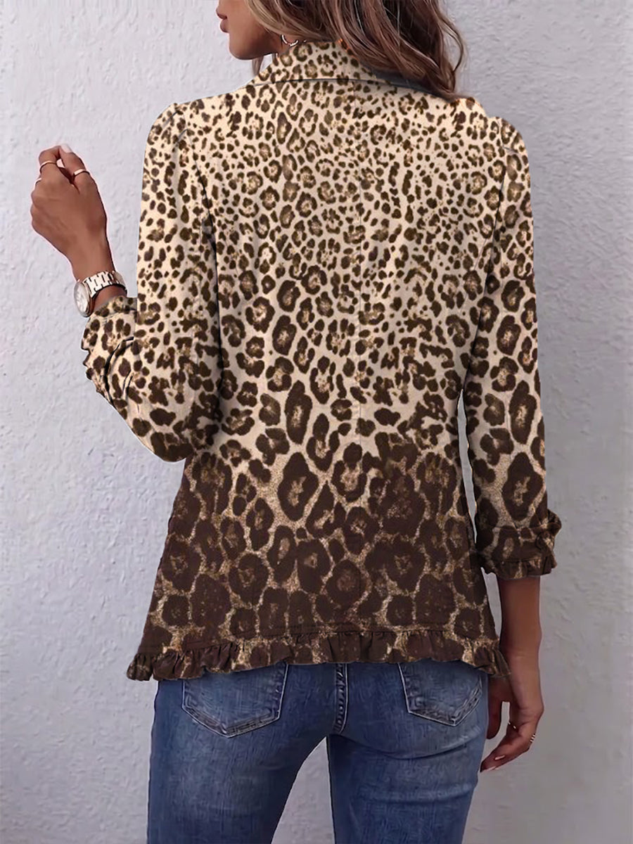 Chaqueta de leopardo multicolor con volantes – Ombretta