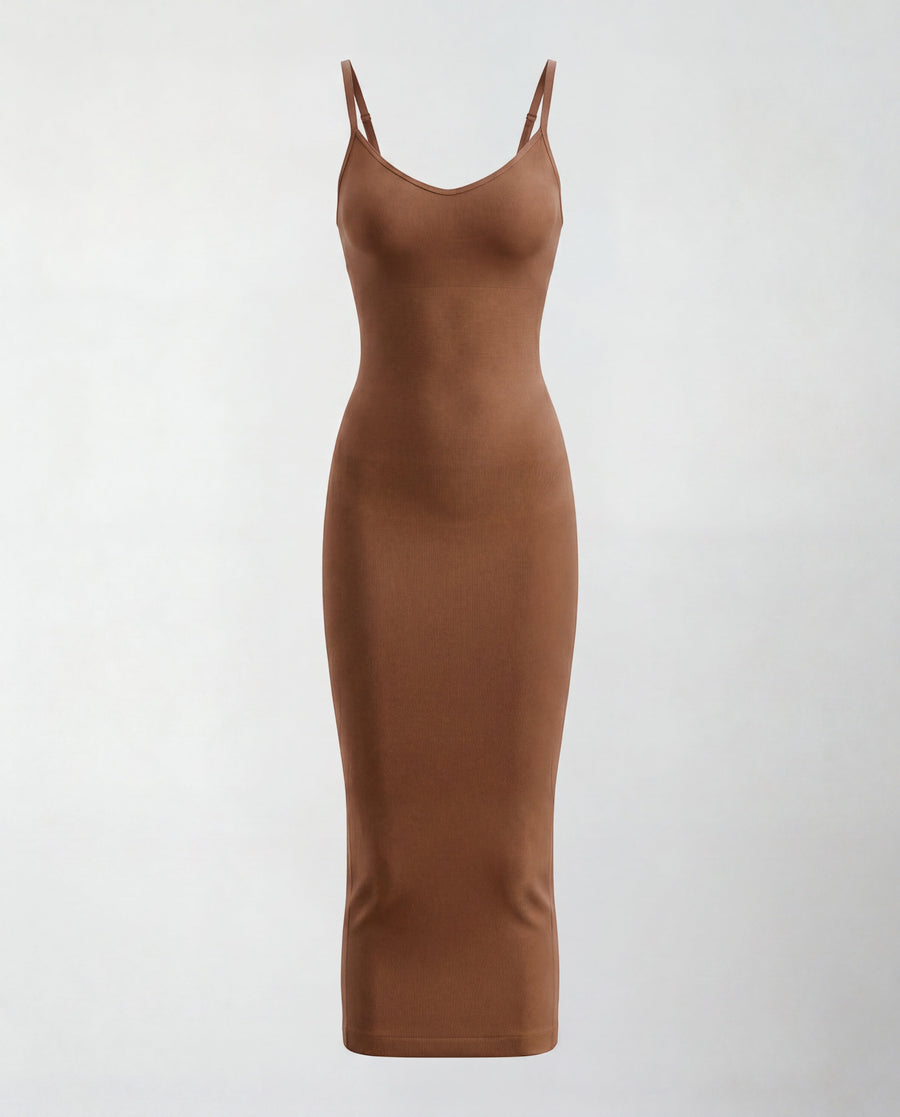 Noemí | Vestido midi moldeador sin costuras con escote en V