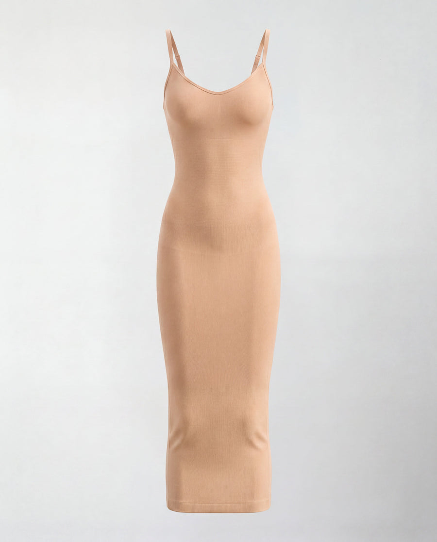 Noemí | Vestido midi moldeador sin costuras con escote en V
